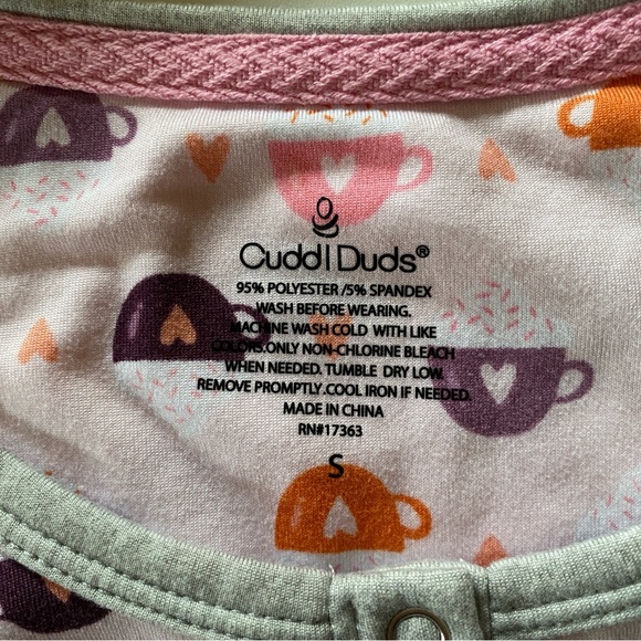Cuddl Duds Pajama Set LS Henley Top & Jogger Bottoms Pink w Coffee Mug Print SM - Picture 8 of 10